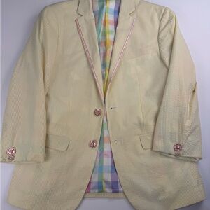 Shinesty Men's Savannah Swinger Seersucker Jacket AP2 Yellow Derby Size 40 Bee